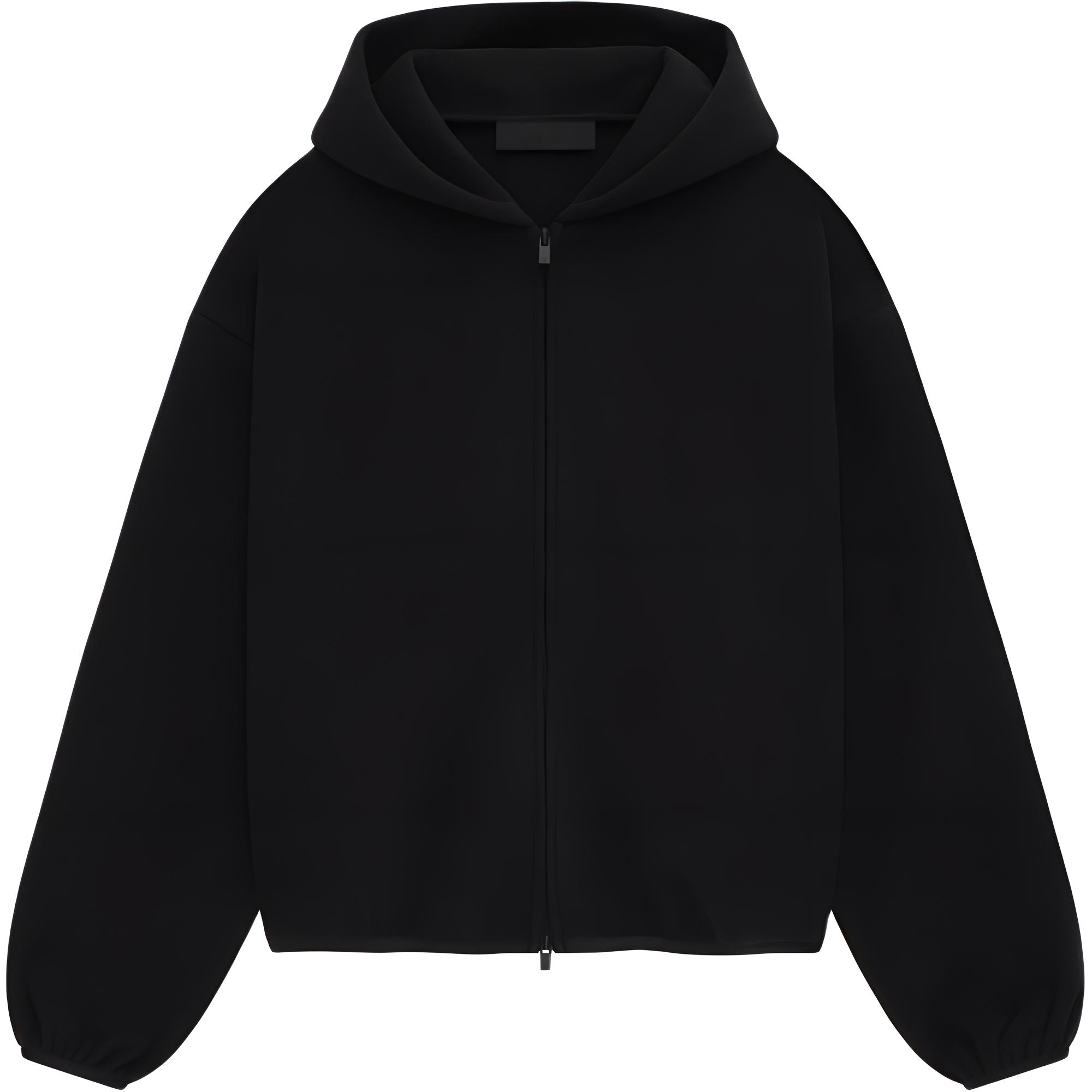 Fear Of God Essentials Чёрная утеплённая худи-куртка, Meteorite Black/BLACK — фото 3