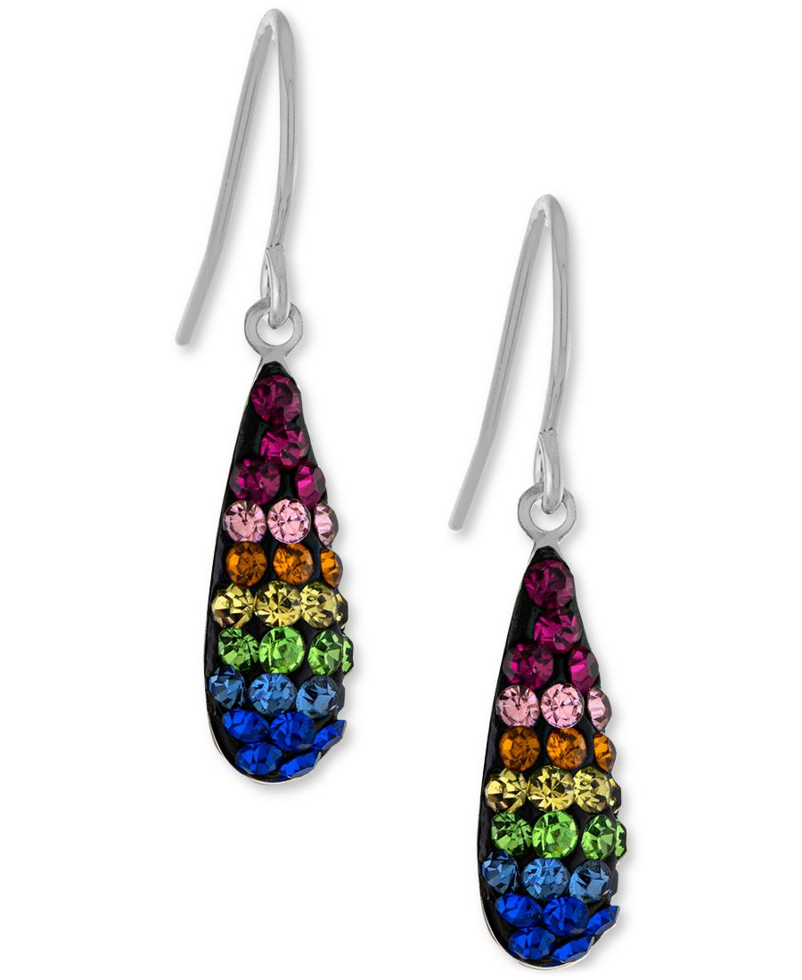 

Серьги-капли Giani Bernini Crystal Rainbow Teardrop Drop из стерлингового серебра Macy's, Silver