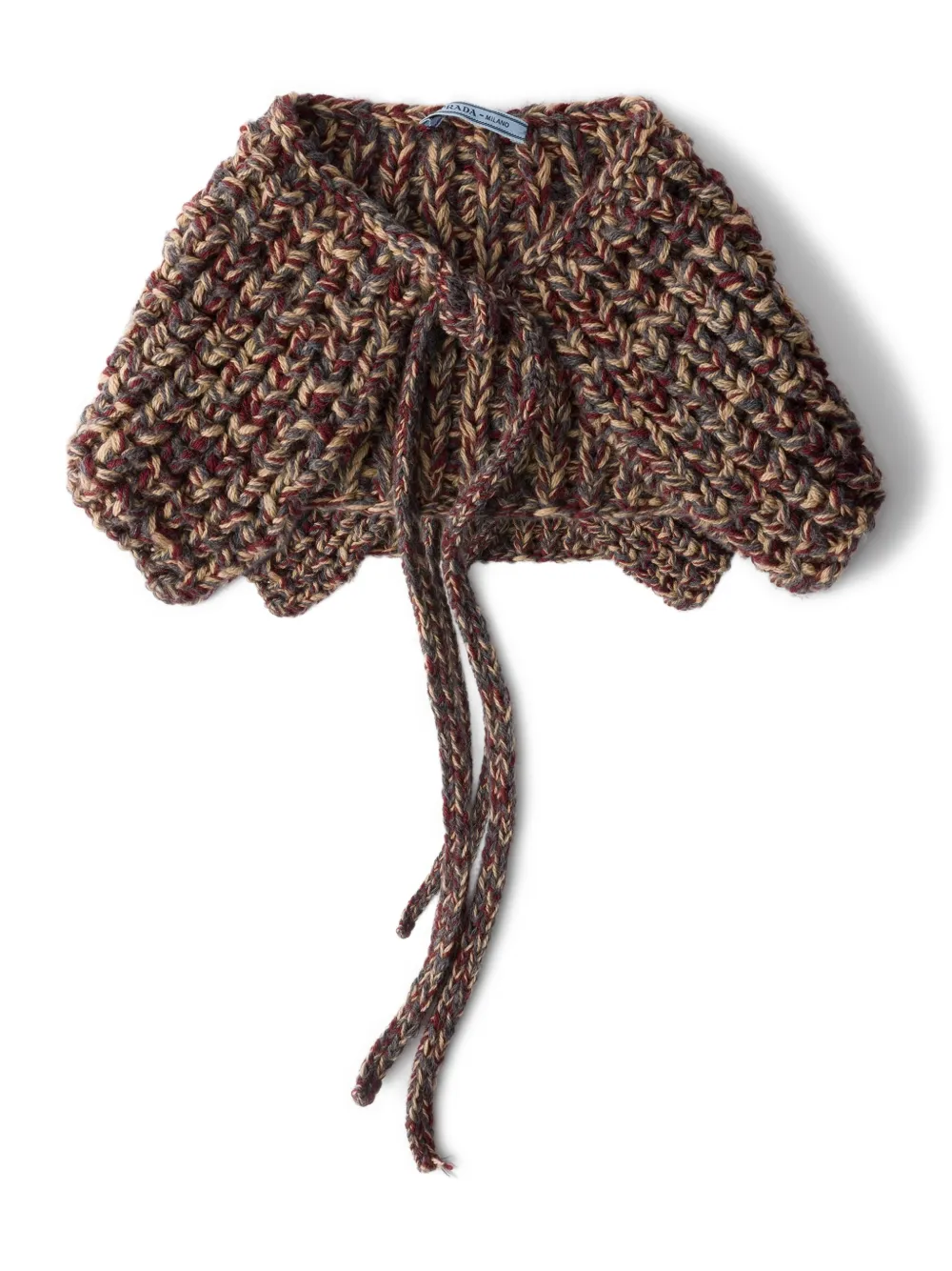 

Вязаный воротник из меланжевой шерсти Prada, коричневый