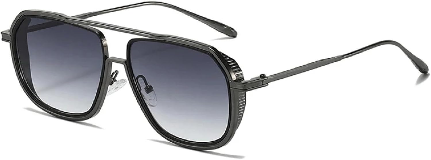 

Мужские солнцезащитные очки в стиле ретро с металлическим блеском, градиентные линзы, защита от УФ-излучения UV400; женские солнцезащитные очки в стиле панк TKKTLLT, Gun Grey Gradient