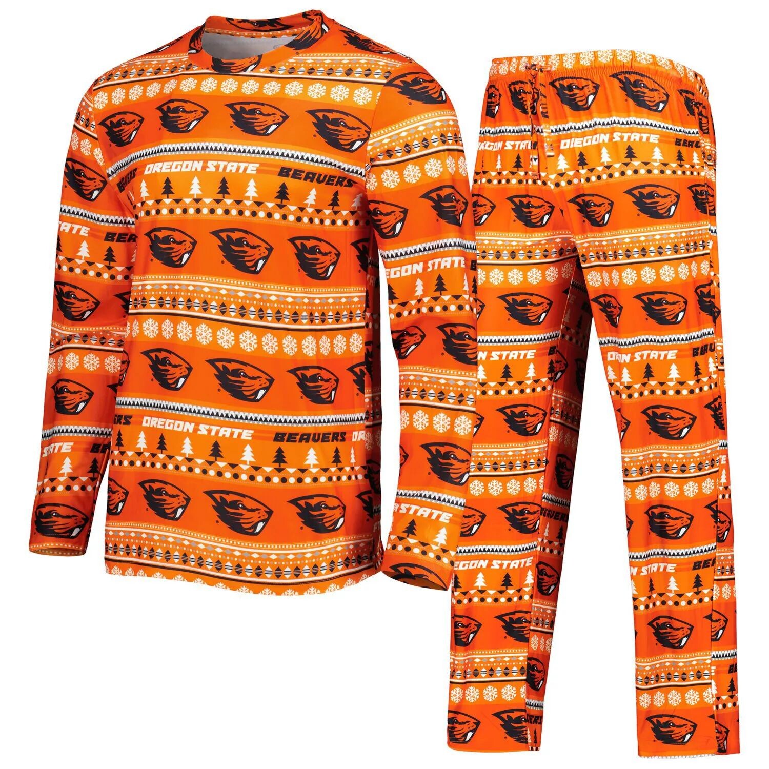 

Мужской комплект для сна с длинными рукавами и брюками Concepts Sport Orange Oregon State Beavers