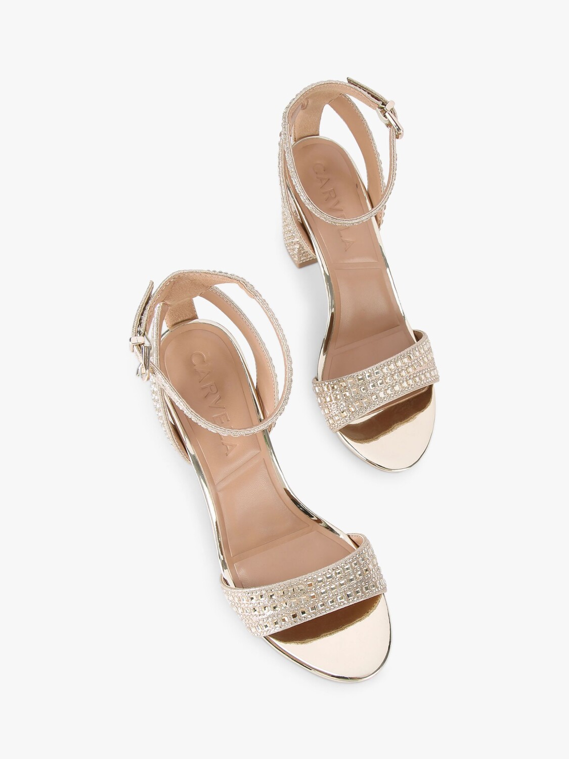Босоножки Kianni на блочном каблуке с декором Carvela, золотой — фото 3