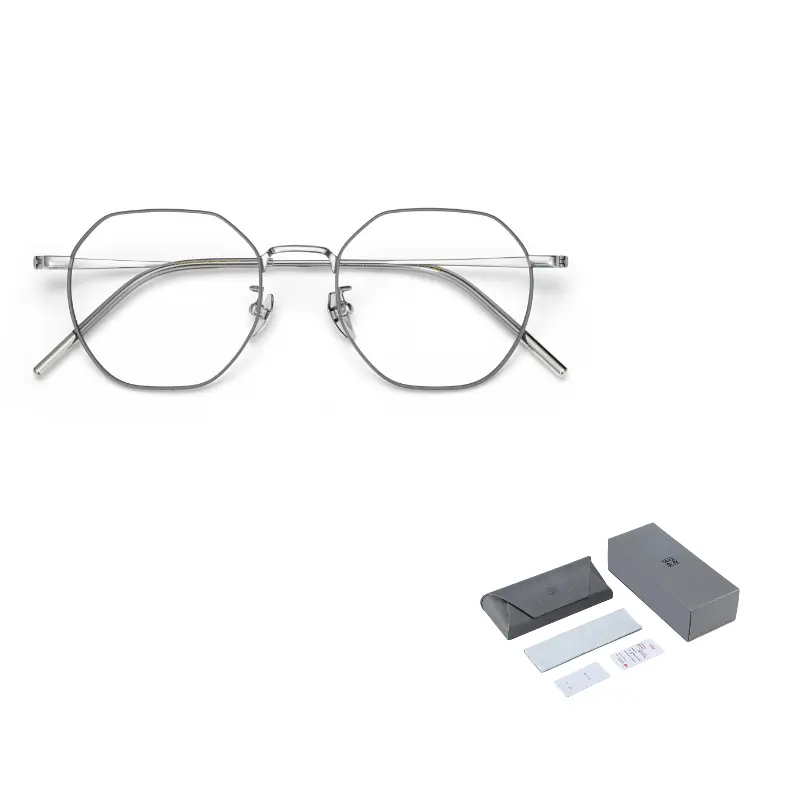 

Wood Premium Очки в титановой оправе нестандартной формы унисекс, Gunmetal+Plano