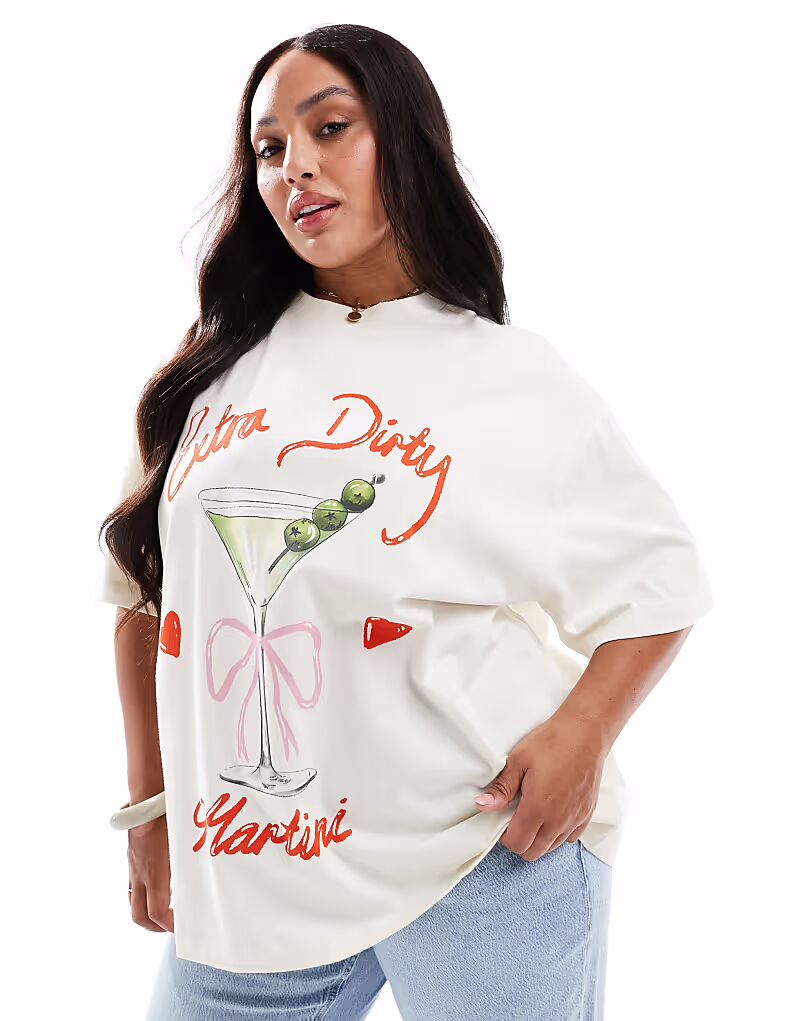

Футболка оверсайз ASOS DESIGN Curve с принтом «Dirty Martini» ASOS Curve