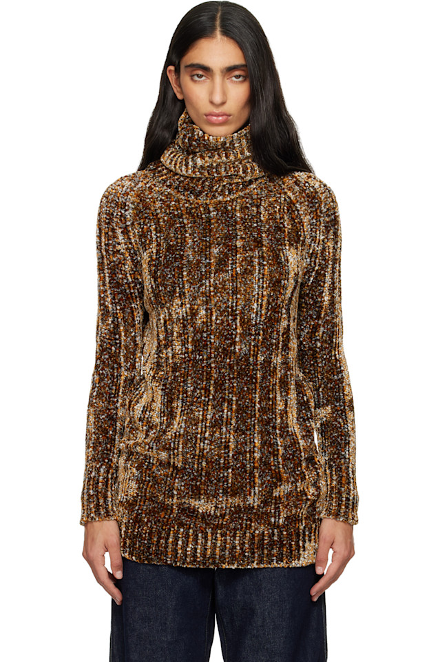 

Dries Van Noten Коричневая вискозная водолазка с длинным воротником