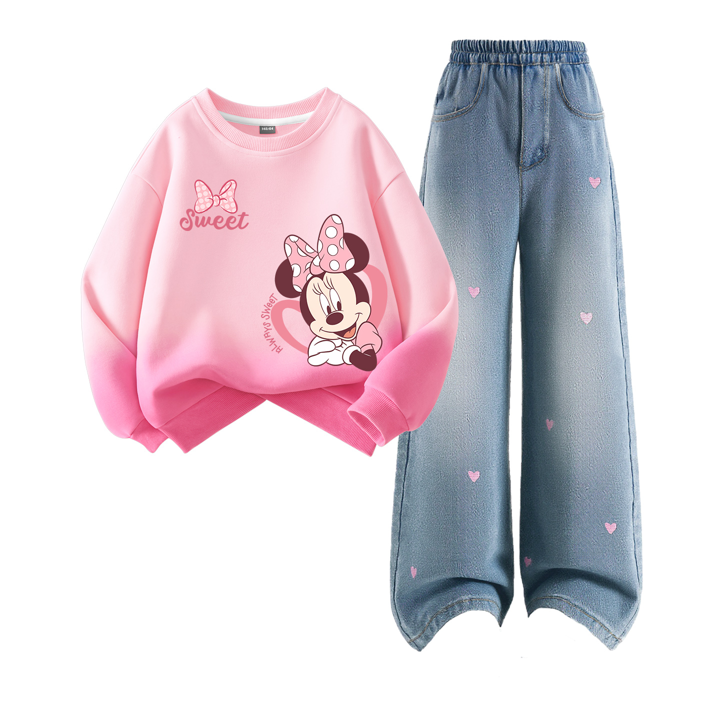 

Детская повседневная спортивная одежда Disney, Di Huanxin Dots Berry Pink+Solid Color Sea Salt Blue