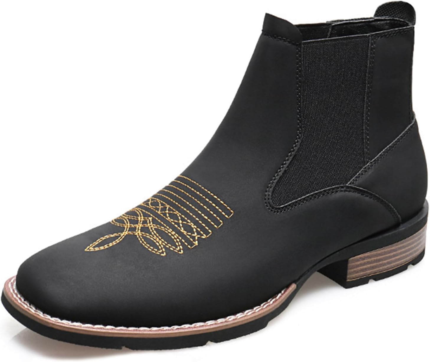 

Ковбойские сапоги Abborora для мужчин Винтажные классические вышитые западные сапоги Повседневная обувь на каждый день для мужчин, черный