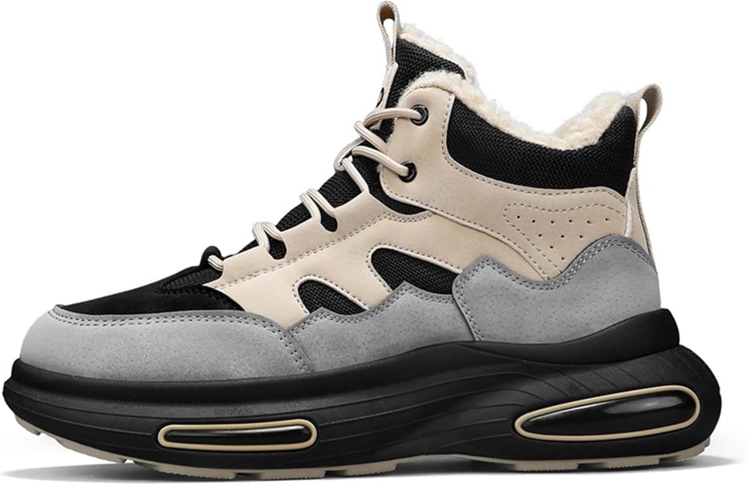 

Мужские высокие зимние ботинки с теплой меховой подкладкой для осени и зимы, водонепроницаемая обувь для активного отдыха Generic, серый