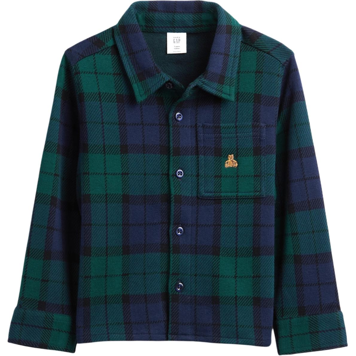 

Детская повседневная рубашка Lapel GAP, зеленый plaid