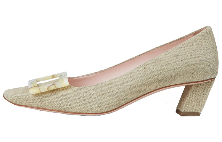 Roger Vivier Туфли Belle Vivier Motherpearl на массивном каблуке высотой 4,5 см, женские, бежевые