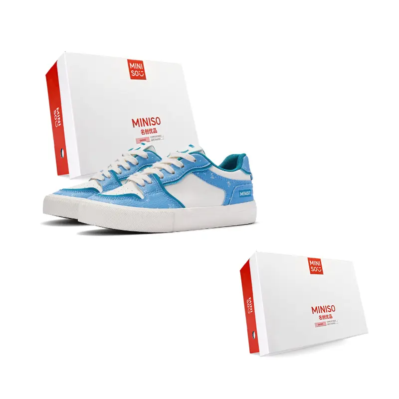 

MINISO Низкие скейтерские кроссовки унисекс бело-голубые, цвет White Blue