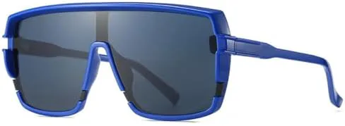 

Солнцезащитные очки большого размера 2026 года для женщин и мужчин. Модные солнцезащитные очки в винтажном стиле. Спортивные очки-маска MTZJH, Blue Black