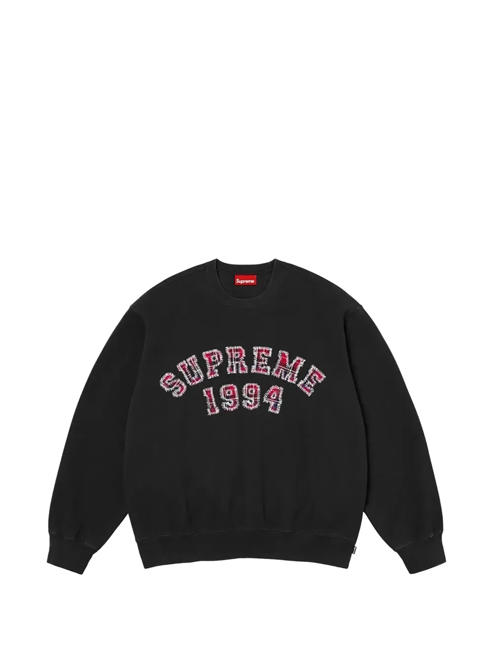 Свитер с круглым вырезом и клетчатым узором Supreme, черный