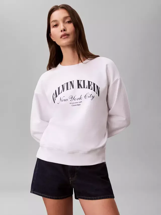 Толстовка с университетским логотипом, ярко-белая Calvin Klein — фото 2