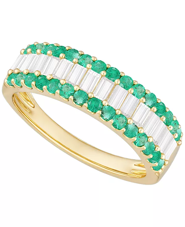 

Кольцо с драгоценными камнями и бриллиантами (1/4 карата) из 14-каратного золота (также из 14-каратного белого золота) Macy'S, emerald