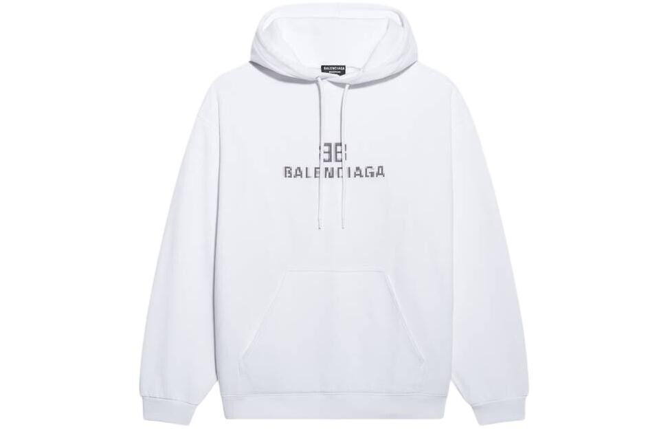 

Женская толстовка с капюшоном BB Pixel Medium Fit Balenciaga, белый