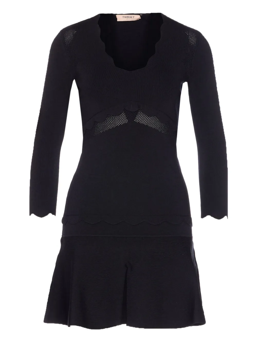 

Платье с V-образным вырезом и волнистым подолом TWINSET, черный