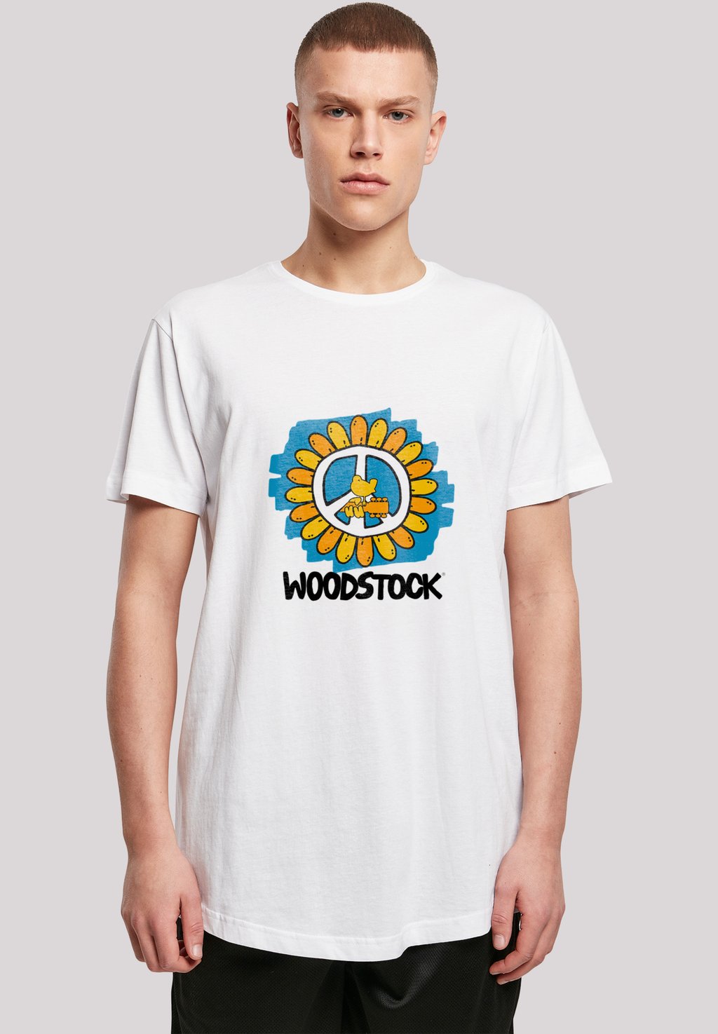

Футболка с принтом LONG CUT WOODSTOCK ARTWORK FLOWER PEACE F4NT4STIC, белый