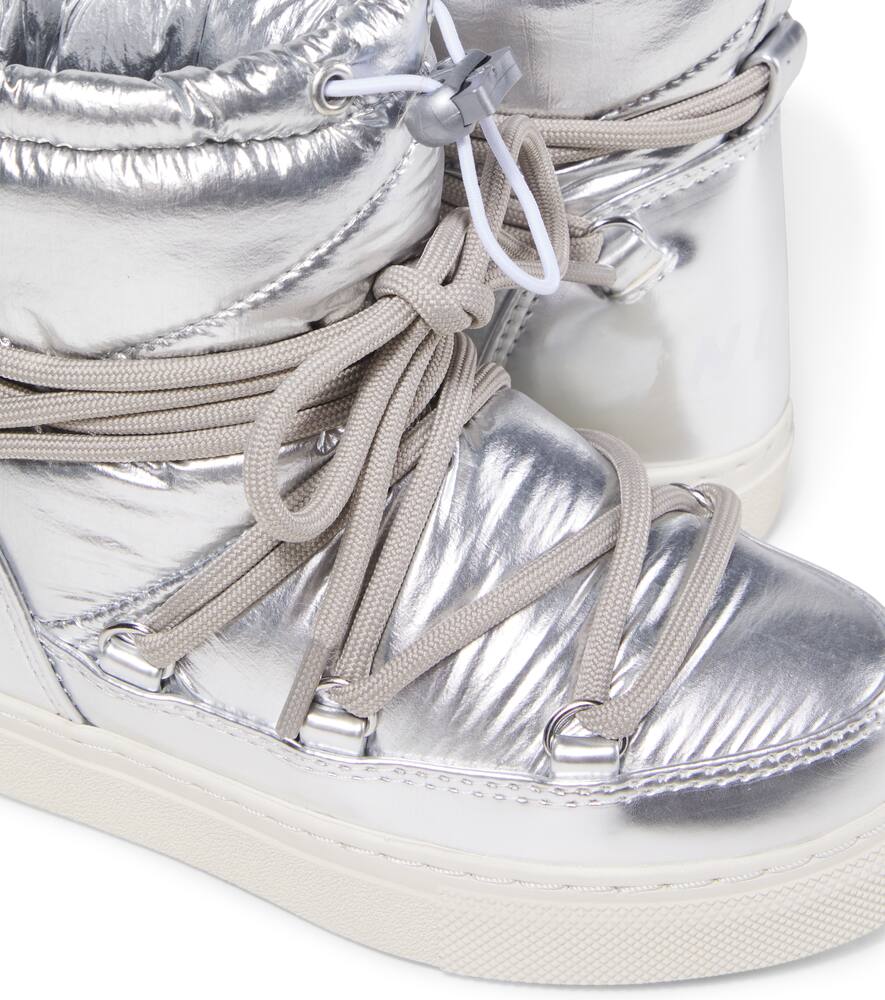 Металлические кожаные зимние ботинки Inuikii Kids, Silver — фото 4