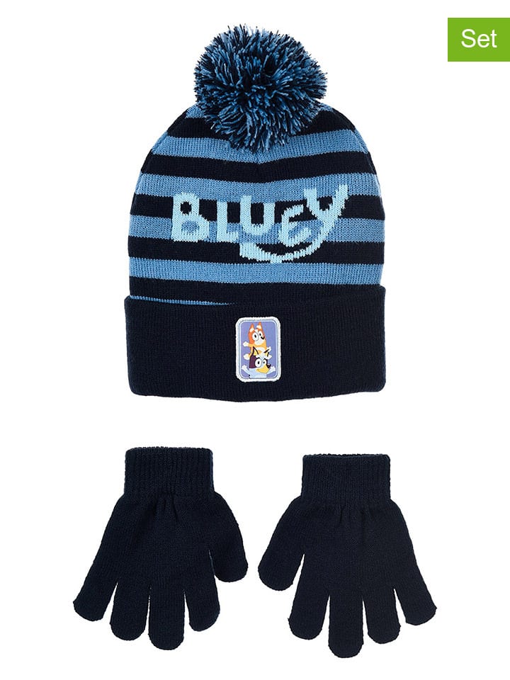 

Bluey Комплект из 2 предметов: шапка и перчатки "Блюи" в черно-синей расцветке