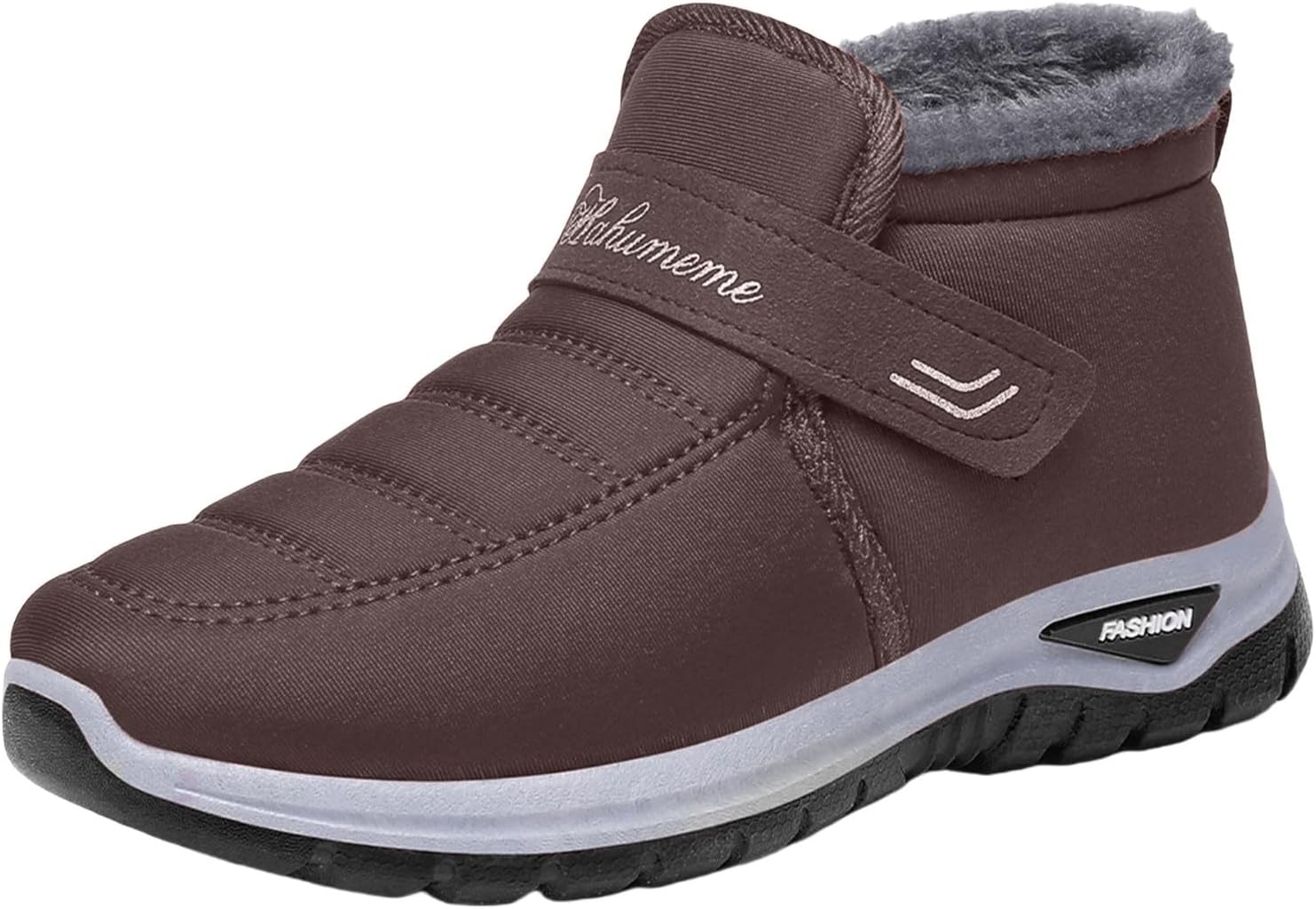 

Мужские и женские зимние ботинки для снега с легкой подошвой, высокой устойчивостью, для ходьбы, на щиколотку, с меховой подкладкой, противоскользящие ботиночки Generic, Coffee