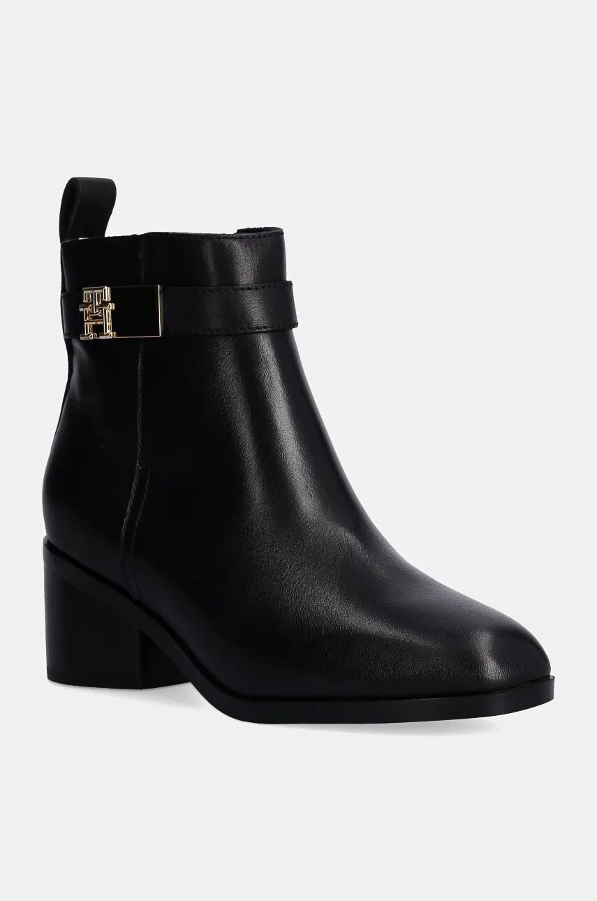 

Кожаные ботильоны Tommy Hilfiger TH LOGO MID HEEL BOOTIE, черный