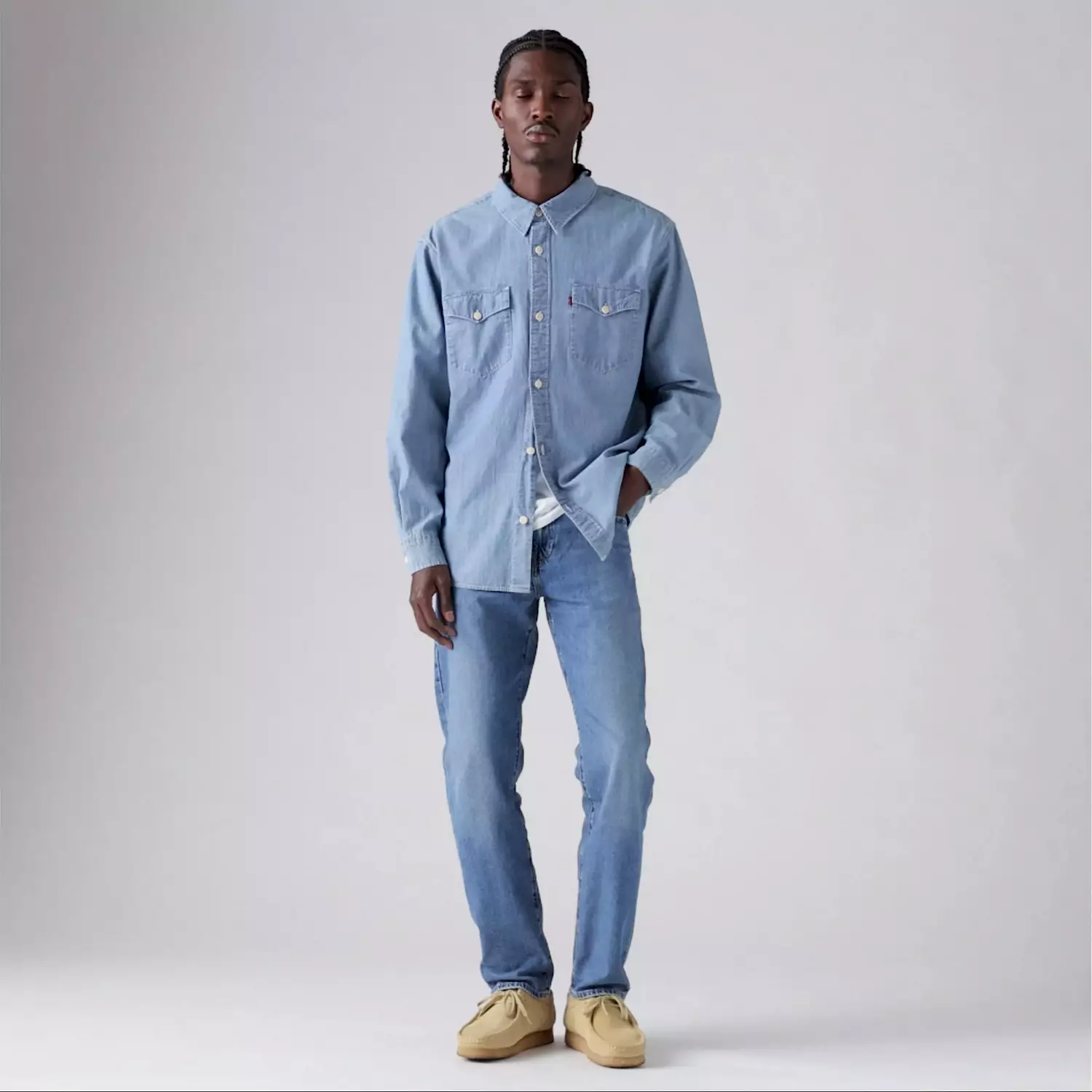 Мужские джинсы зауженного кроя 502 Levi's, цвет Jack Of All Trades - Dark Wash - Stretch — фото 4