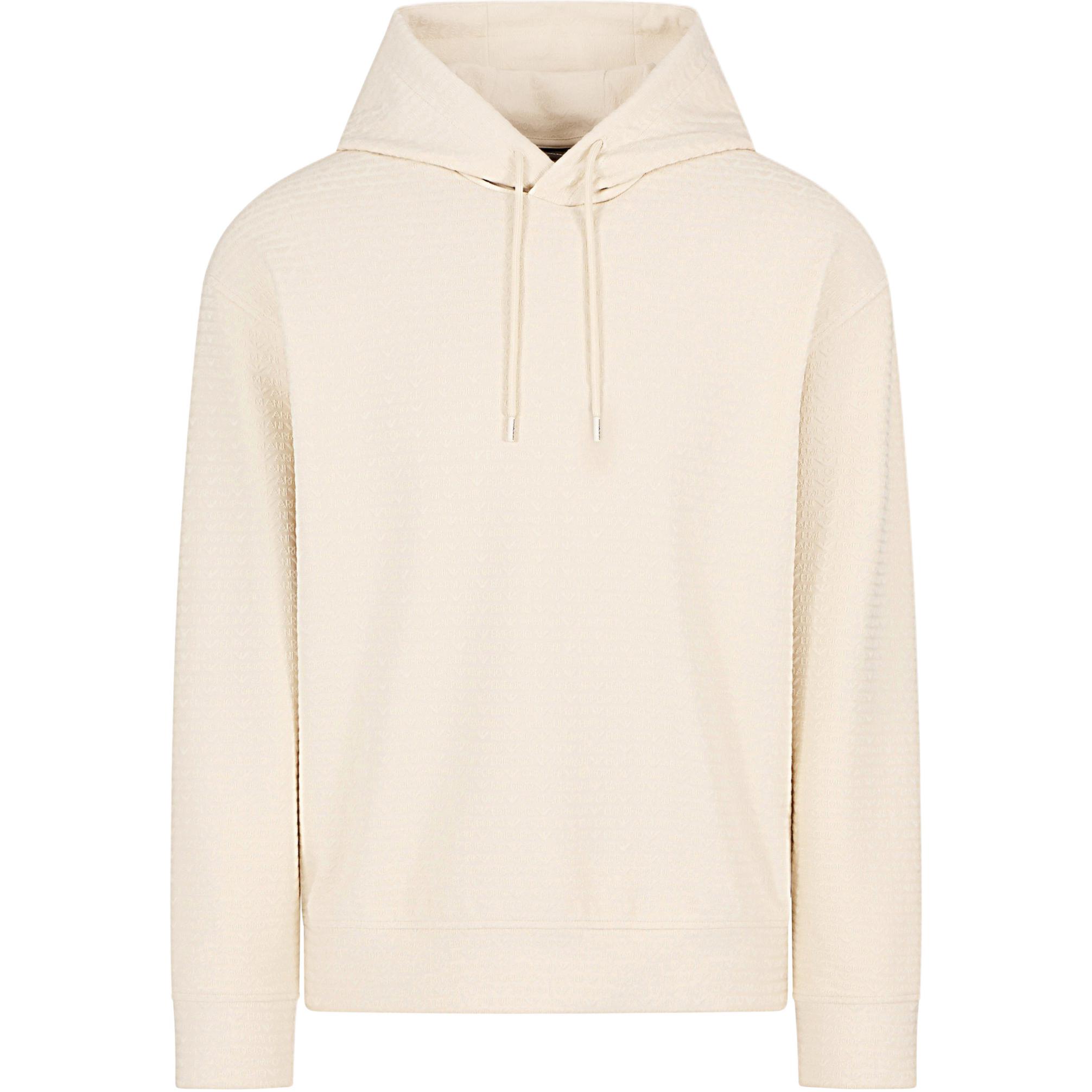 

Худи с монограммой и логотипом на шнурке Emporio Armani, бежевый