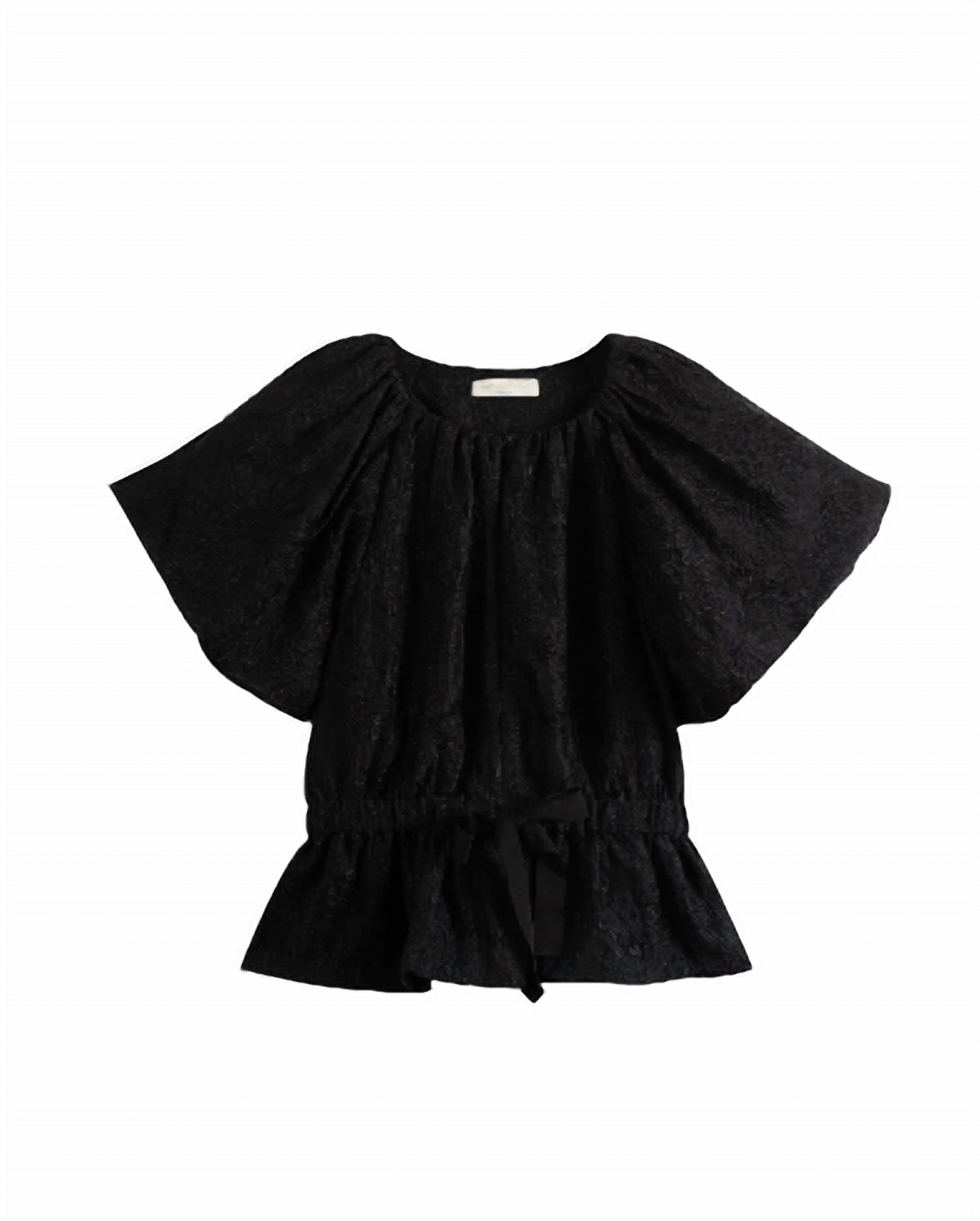 

Женский топ-фонарик Mirabelle Jacquard с короткими рукавами в цвете Noir Ulla Johnson