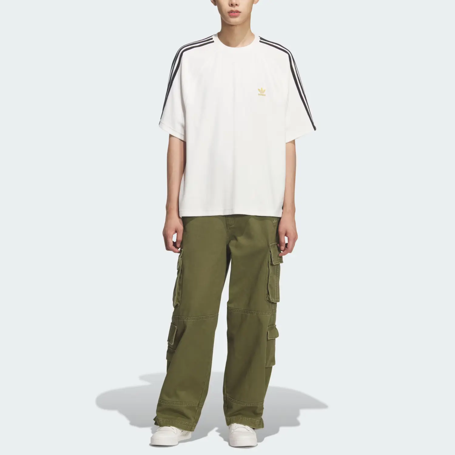 Adidas Originals Многокарманные спортивные брюки, размер M, мужские, темно-оливково-зеленые — фото 3