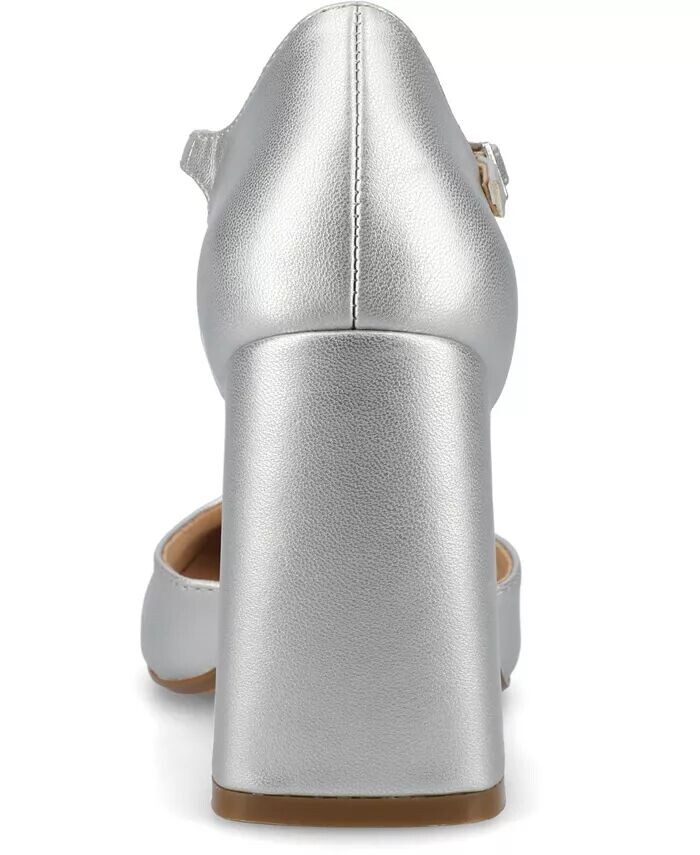 Женские туфли-лодочки Hesster Block Heel с ремешком на щиколотке Journee Collection, серебряный — фото 3