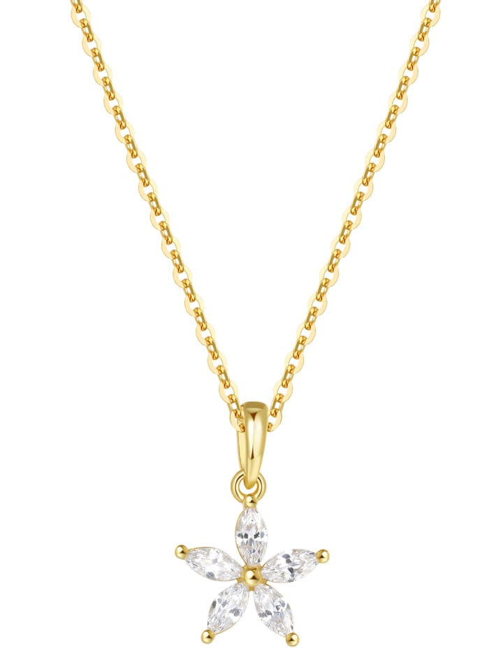 

Hey Happiness Позолоченное колье с подвеской в виде цветка и кубическим цирконием, серебро 925 пробы в золотом исполнении