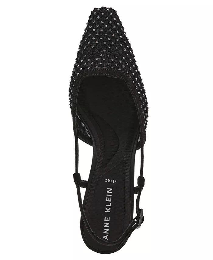 Женские босоножки-лодочки Thia с меховой отделкой и стразами Anne Klein, серый — фото 4