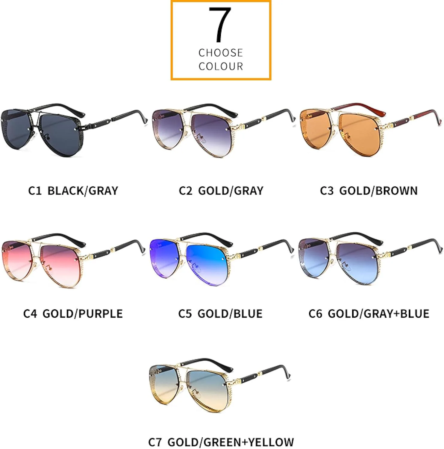 

Овальные солнцезащитные очки для мужчин и женщин, модные, с металлической оправой из сплава, градиентными линзами, выразительные, в стиле «пилот» AWSX, C4