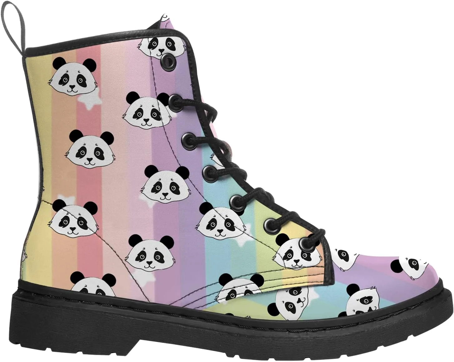 Женские и мужские ботинки Panda, боевые ботинки со шнуровкой, модные кожаные ботинки до щиколотки Nabbig — фото 3