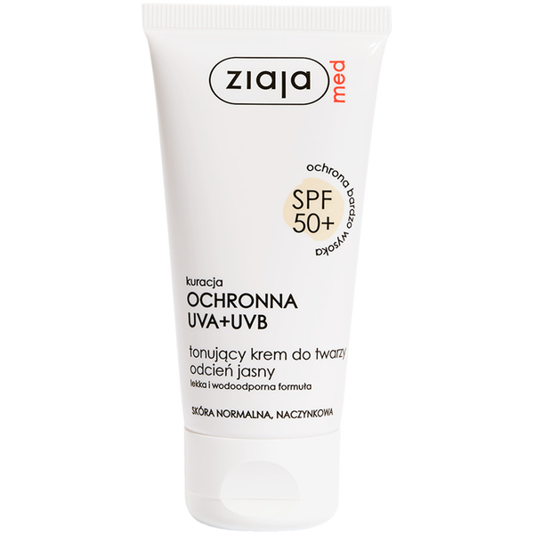 

Тонирующий крем для лица светлого оттенка с spf50+, 50 мл Ziaja Med Uva-Uvb