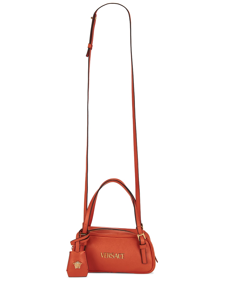 

Мини-сумка через плечо в цвете папайя и золото Versace Versace, Papaya & Versace Gold