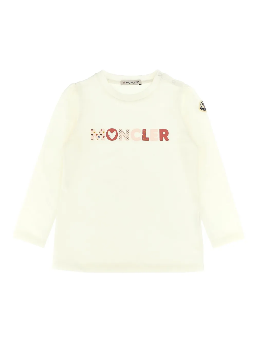

Футболка с логотипом и фетровой нашивкой Moncler Enfant, нейтральный