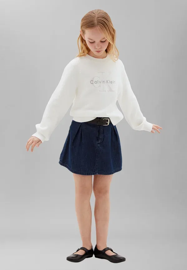 Юбка мини плиссированная Calvin Klein Jeans, черно-синий камень стирка — фото 2