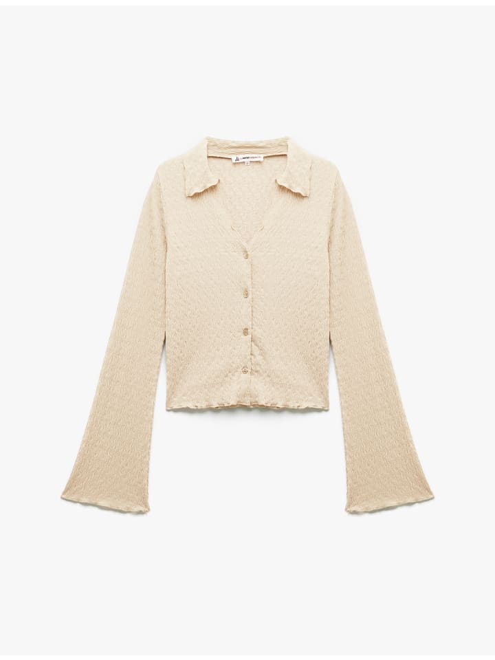 

KOTON Лонгслив с длинными рукавами бежевого цвета