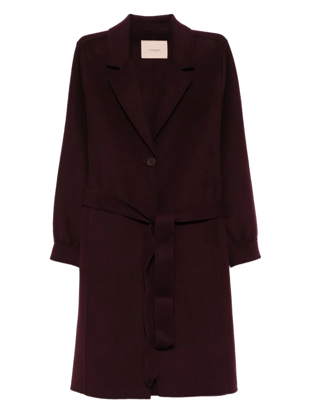

Однобортное пальто с поясом Twinset, фиолетовый