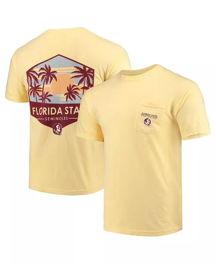 

Мужская золотая футболка Florida State Seminoles Landscape Shield Comfort Colors Pocket Image One