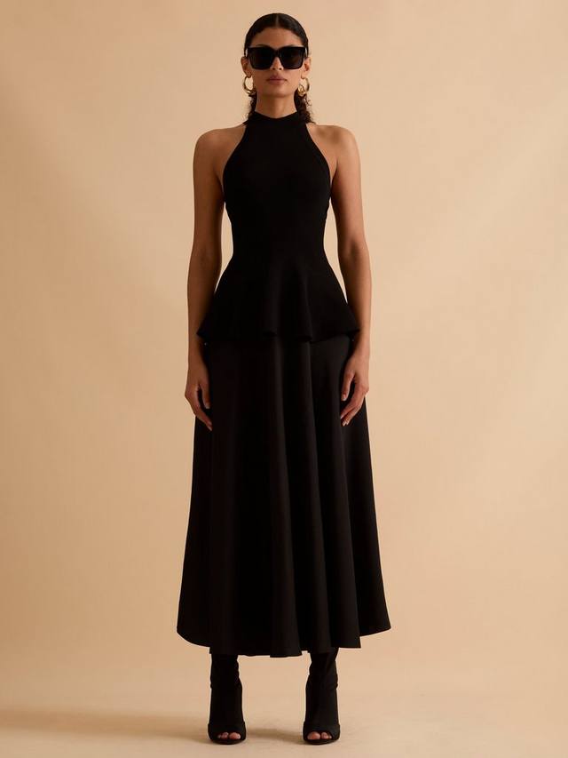 

Вязаное платье-юбка из сатина на запах FLORERE, Black