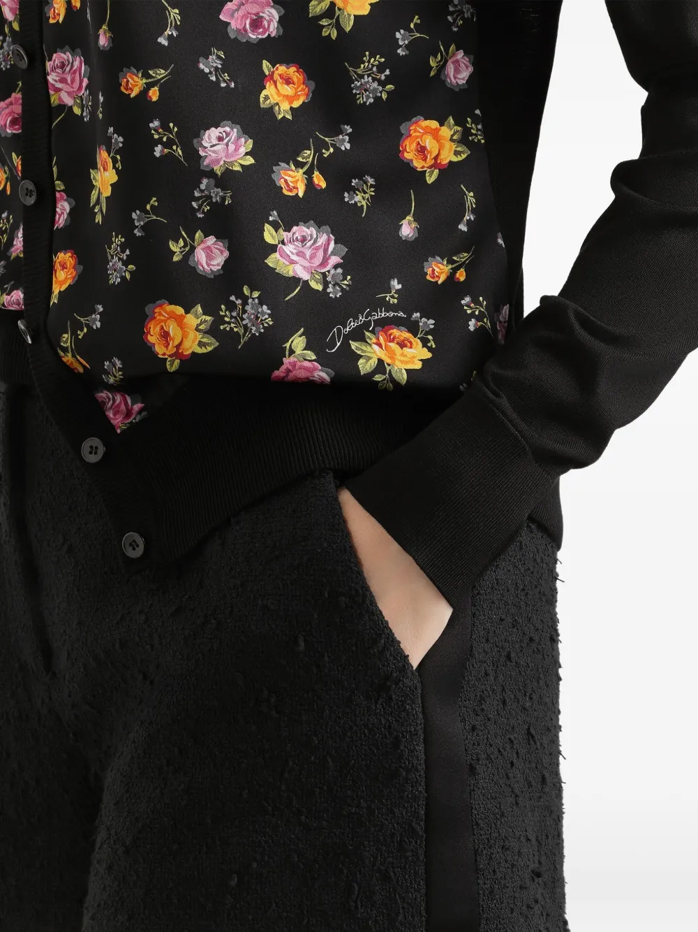 Кардиган с цветочным принтом Dolce & Gabbana, черный — фото 4