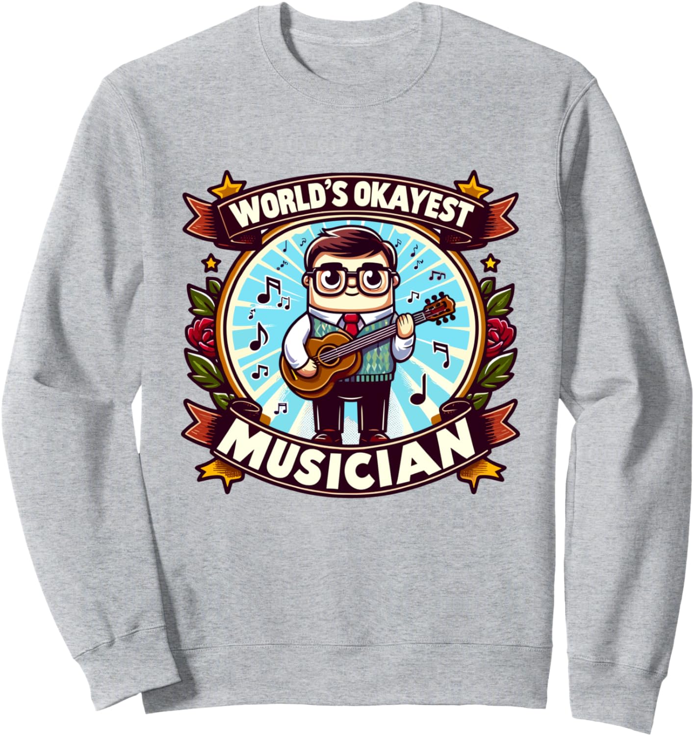 

Толстовка с надписью «Самый обычный музыкант в мире, играющий на гитаре, и группа ленивцев» Okayest Musician Guitar Sloth Casual Performer Tee, серый