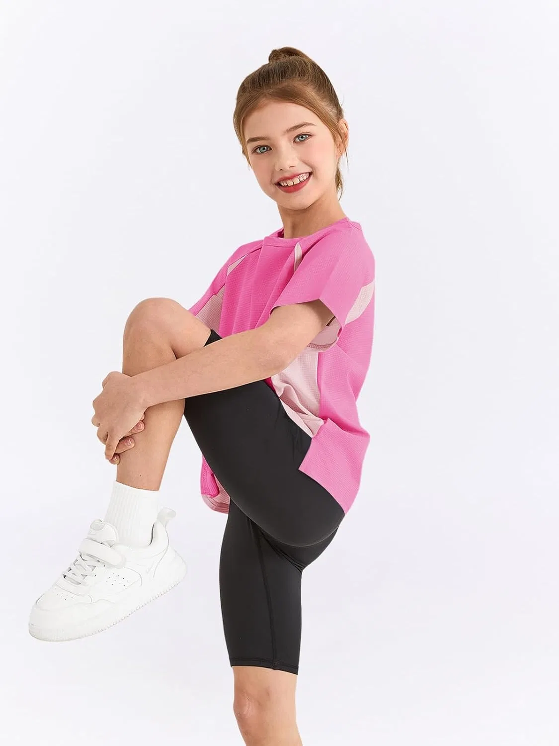 Детская футболка с цветовым блоком Haloumoning, Athletic Shirts, Rose Red — фото 3