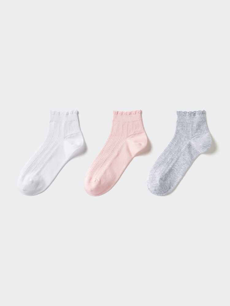 

Короткие носки вязаные крючком, 3 пары Uniqlo, цвет 01 белый