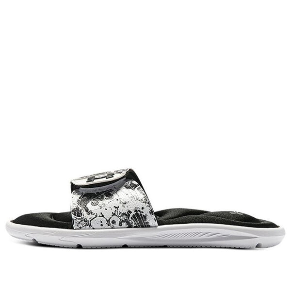 Тапочки ignite 6 graphic strap slide 'black white' Under Armour, черный
