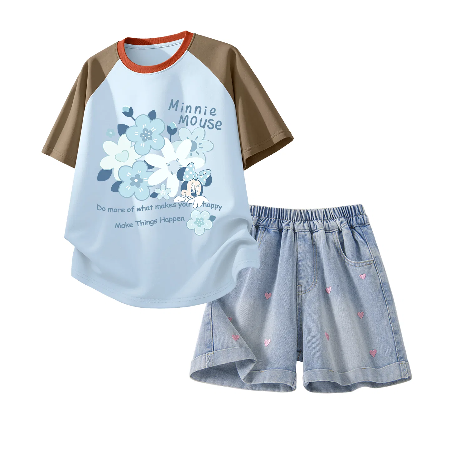 Детский спортивный костюм Disney Casual Sportswear Di F Small Flower K Green Pink+Solid Color Denim Blue — фото 4