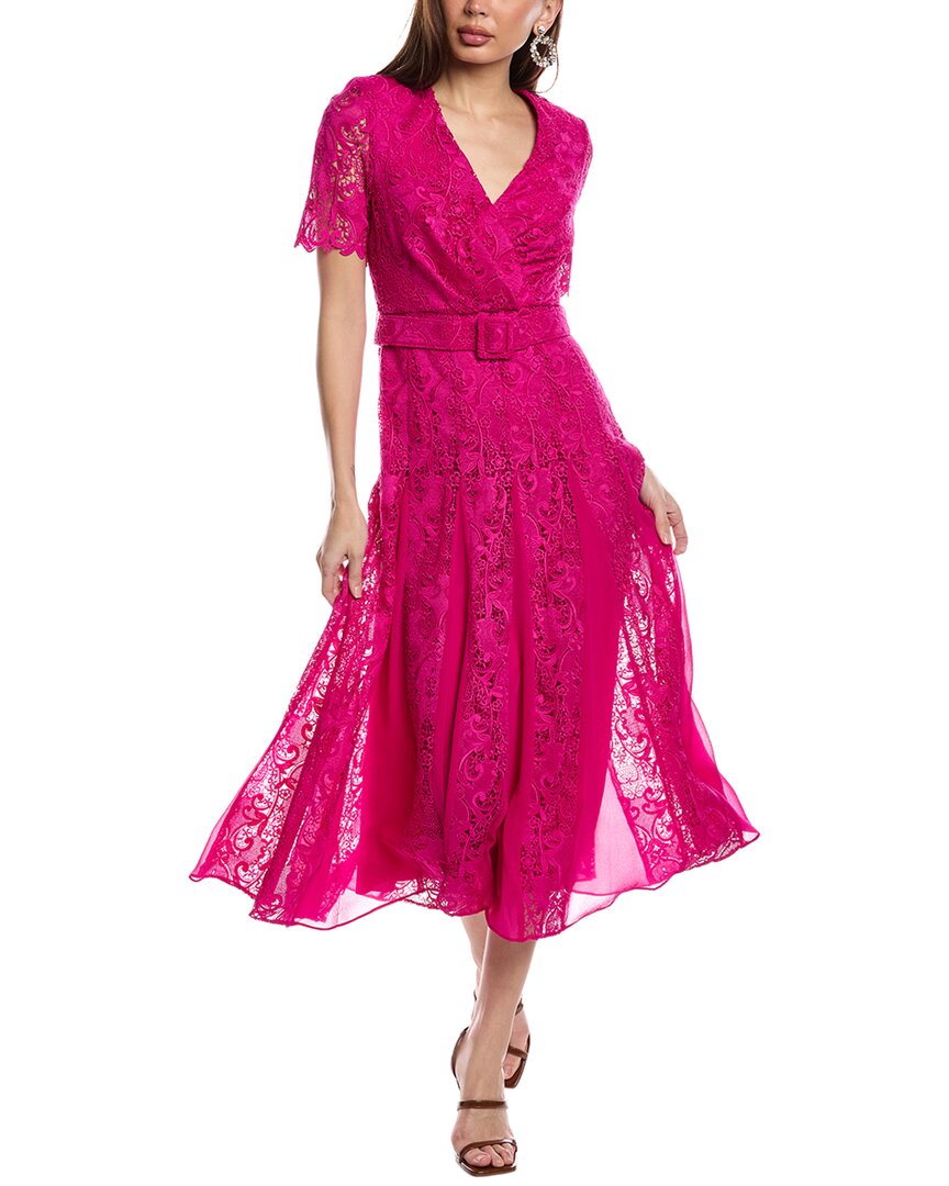 

Кружевное платье трапециевидной формы Badgley Mischka, розовый
